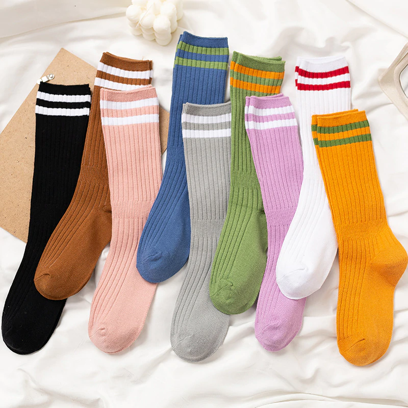 Pop Colour Vintage Style Stripe Socks (9 Colours)