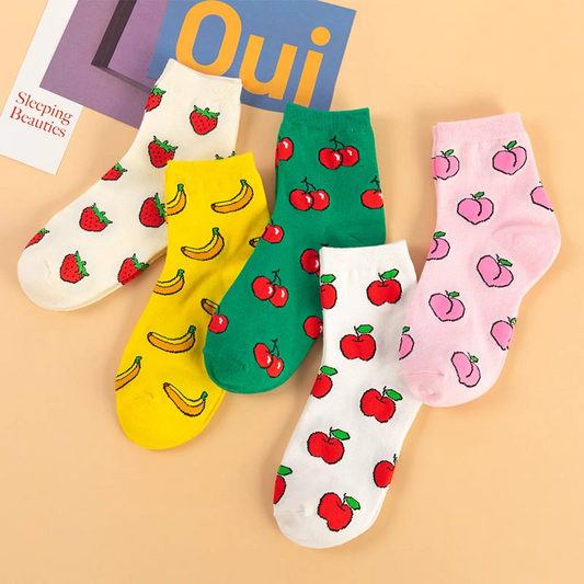 Low Fruit Pattern Crew Socks (5 Designs)