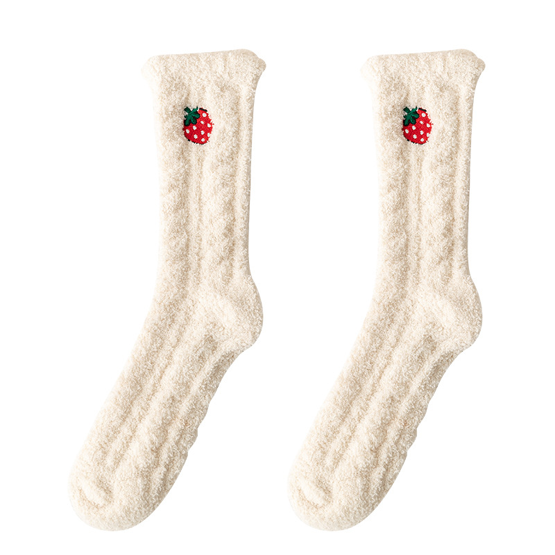Fuzzy Fruit Embroidery Ankle Socks (7 Designs)
