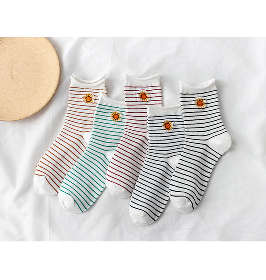Sunflower Striped Crew Socks (5 Colours)