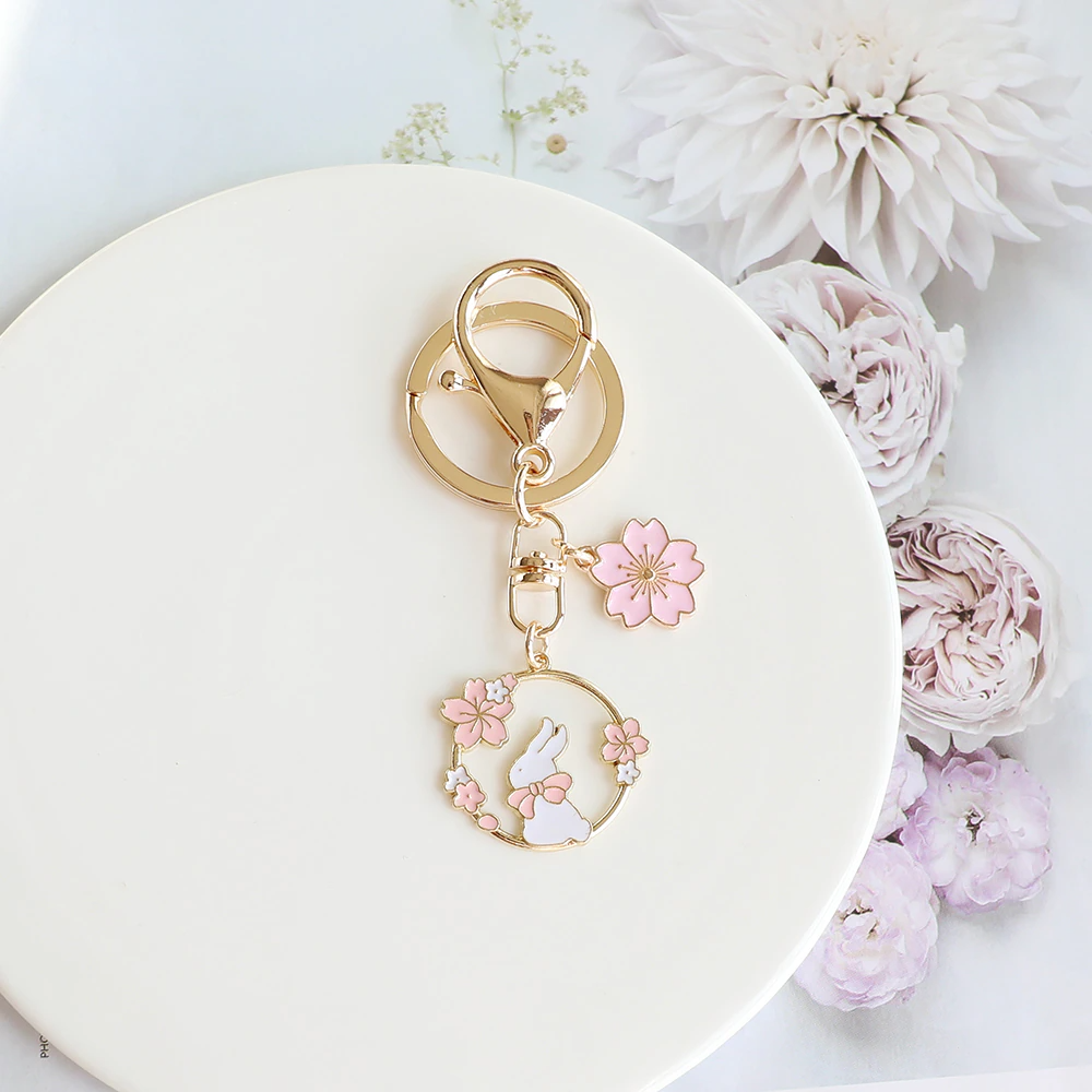Cherry Blossom Bunny Keychain
