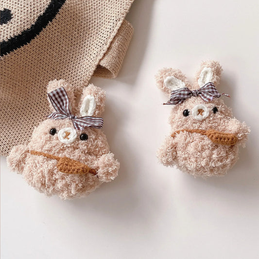 Soft Hair Bow Bunny Airpod Case Cover