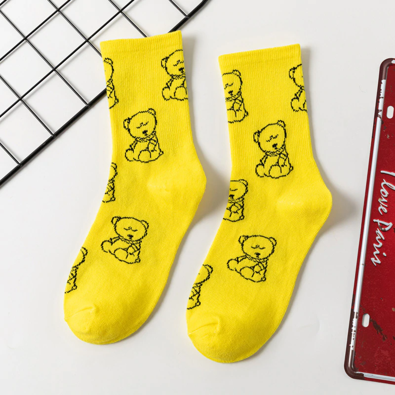 Neon Teddy Bear Ankle Socks (5 Colours)