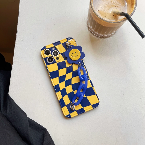 Skewed Checkerboard iPhone Case with Daisy Chain Strap