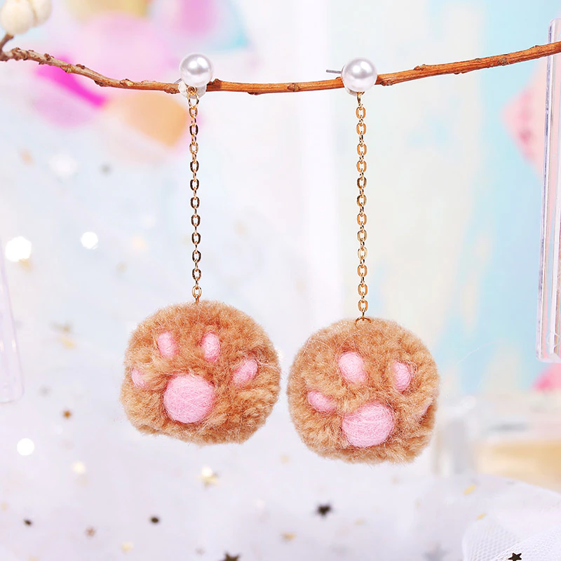 Soft Cat Paw Earrings (3 Colours)