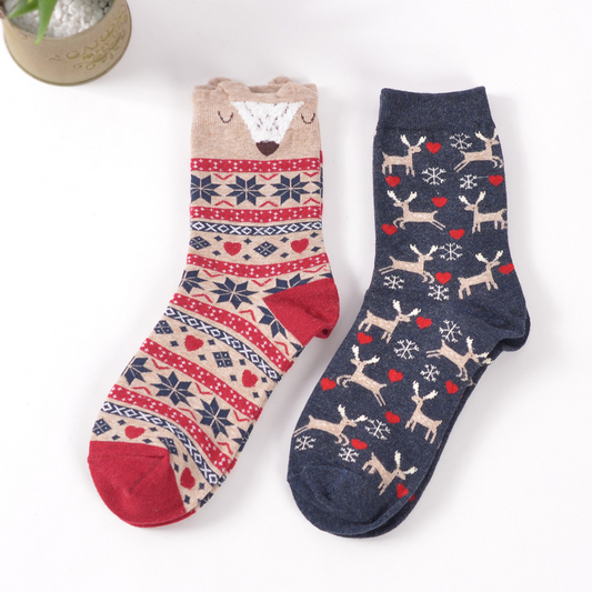 Nordic Deer Crew Sock Set (set of 2 pairs)
