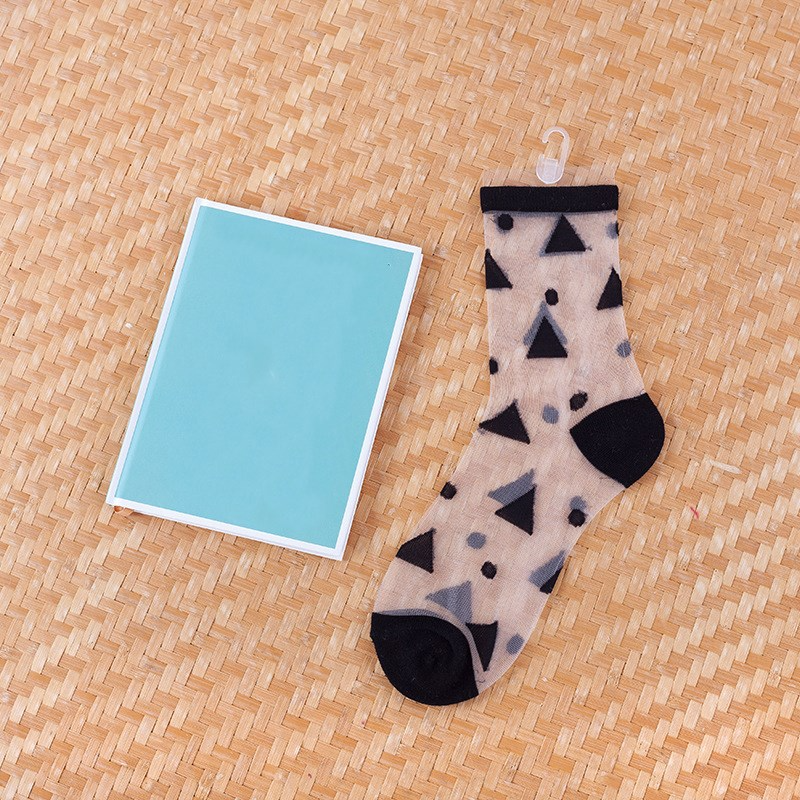 Transparent Black Triangle Pattern Ankle Socks