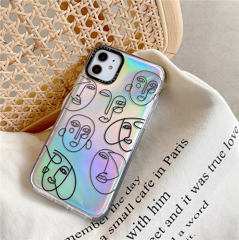 Holographic Faces Pattern iPhone Case Ice Cream Cake