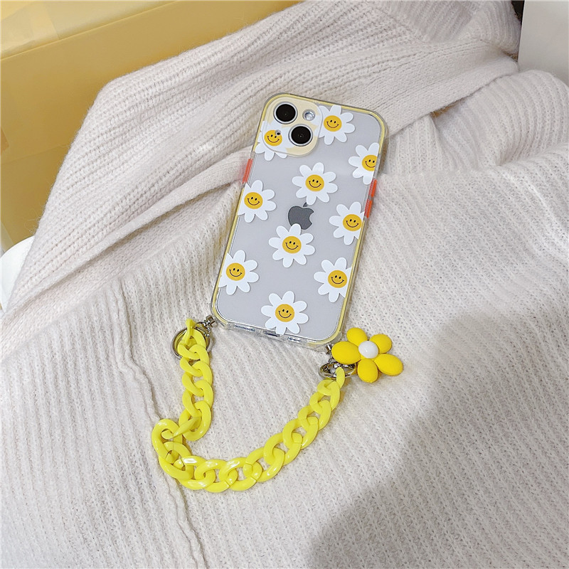 Daisy Pattern iPhone Case with Chain Strap