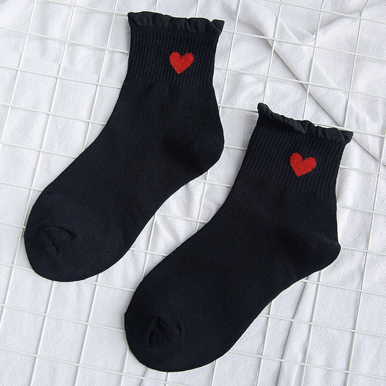Heart Ruffle Ankle Socks (6 Colours)