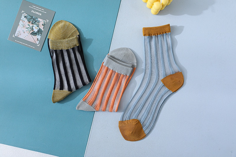 Transparent Stripe Ankle Socks (3 Colours)