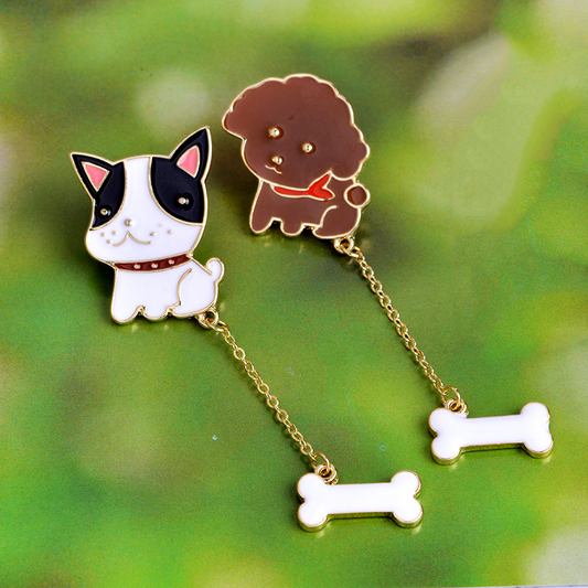 Puppy with Bone Charm Pin (2 Designs)