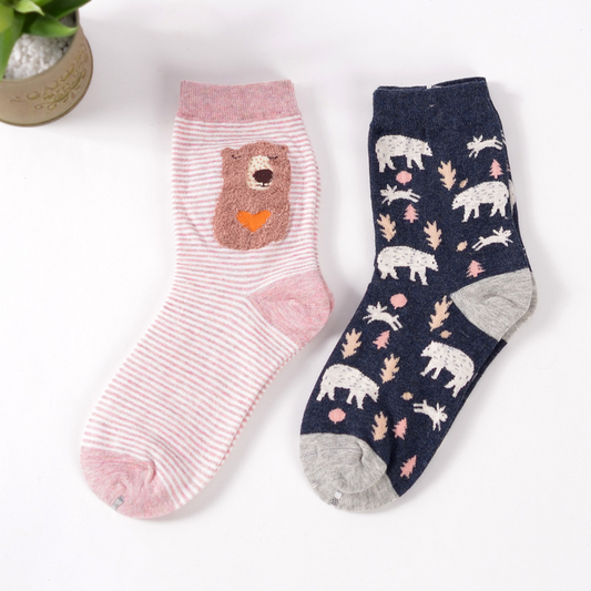 Heart Bear Crew Sock Set (set of 2 pairs)
