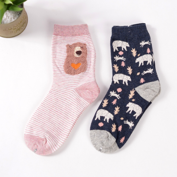 Heart Bear Ankle Sock Set (set of 2 pairs)