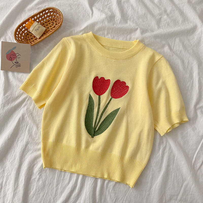 Knitted Flower Tee (4 Designs)