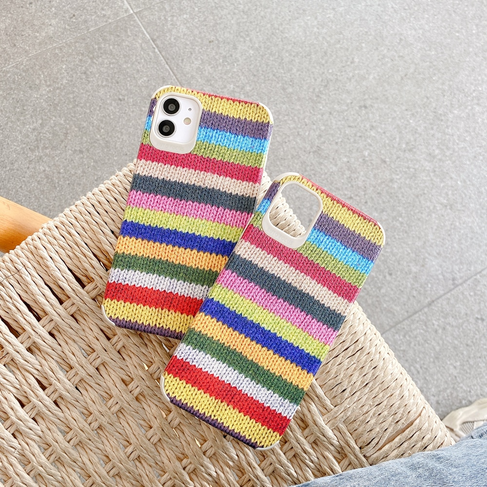 Rainbow Knit Print iPhone Case