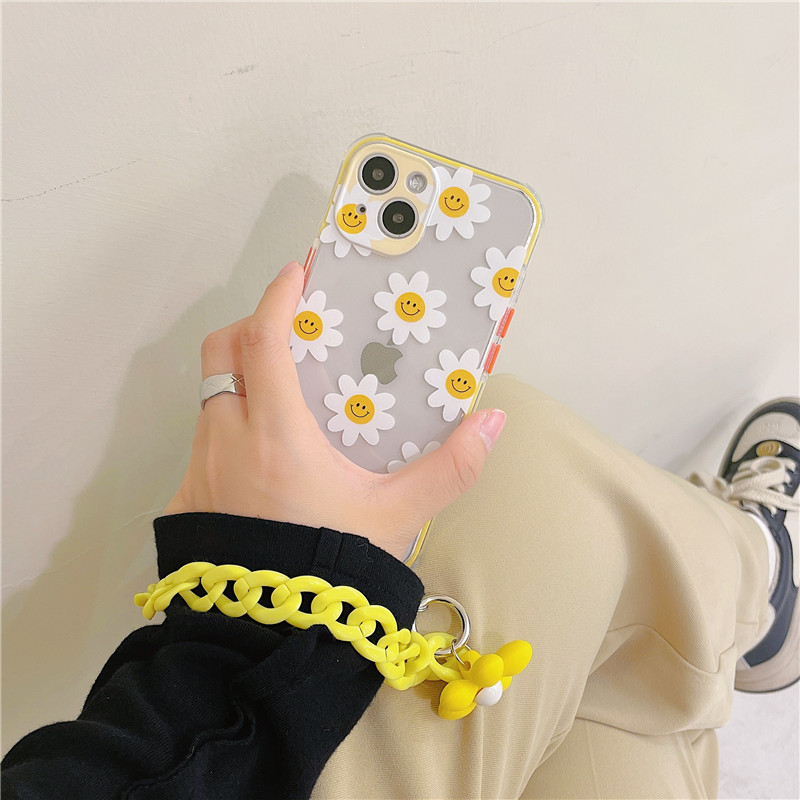 Daisy Pattern iPhone Case with Chain Strap