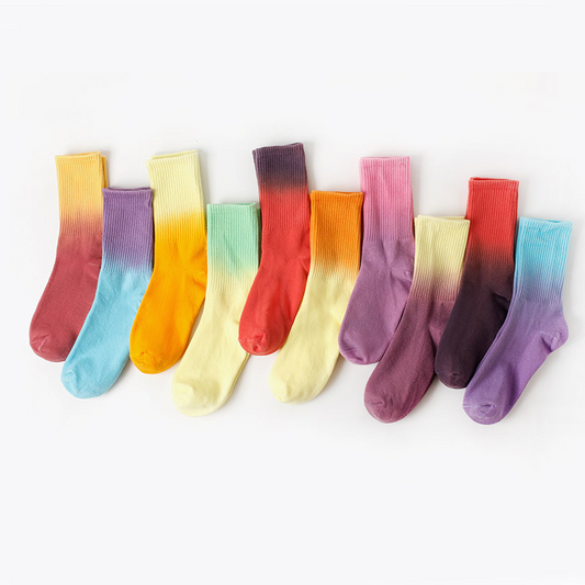 Gradient Dip Dye Crew Socks (10 Designs)