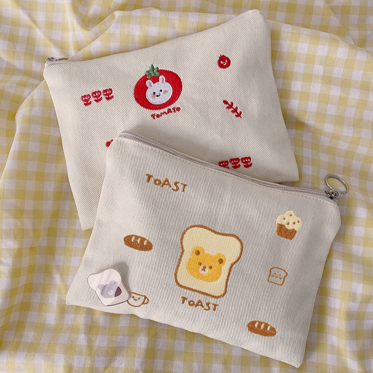 Embroidered Snack Animal Zipper Pouch (2 Designs)
