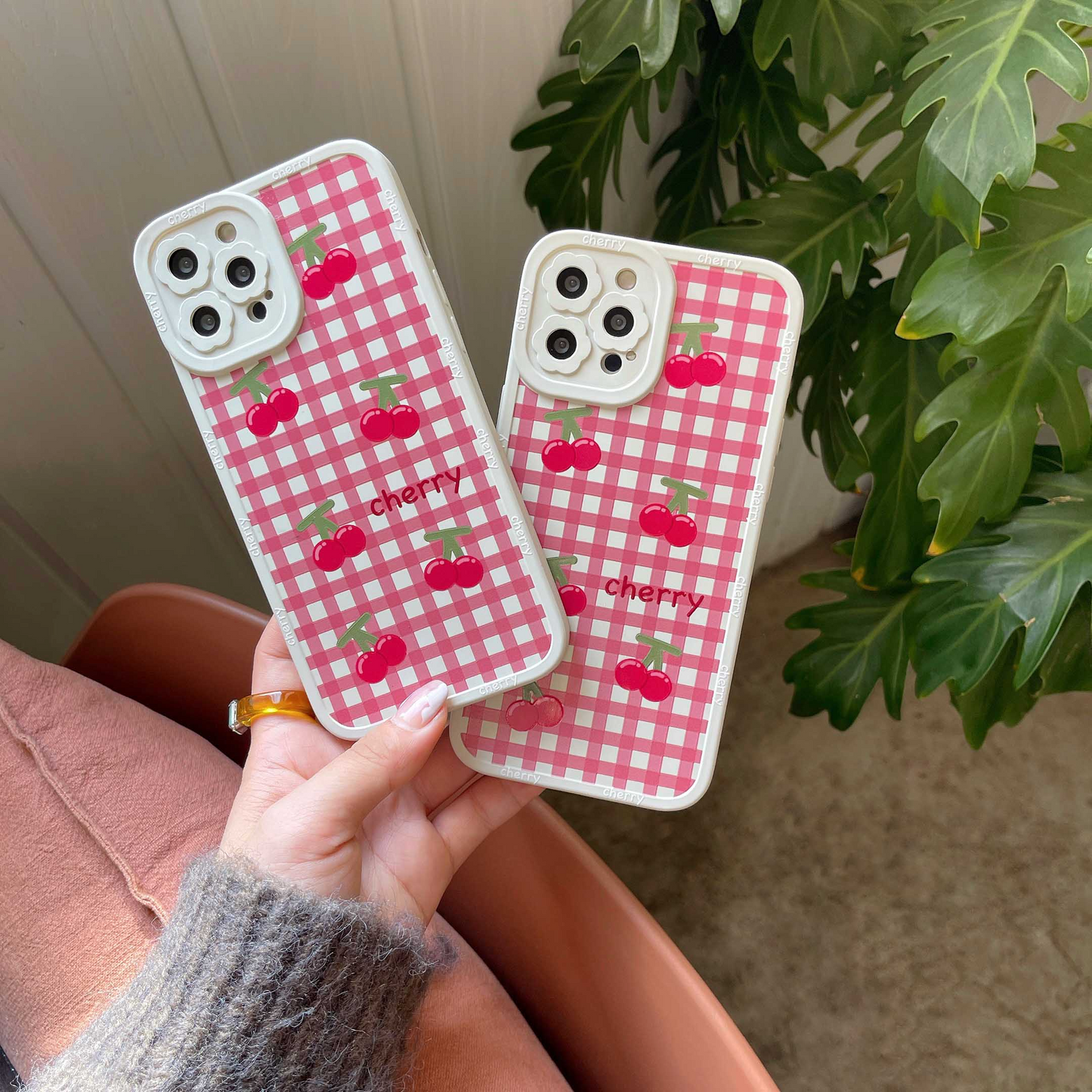 Gingham Cherry Pattern iPhone Case