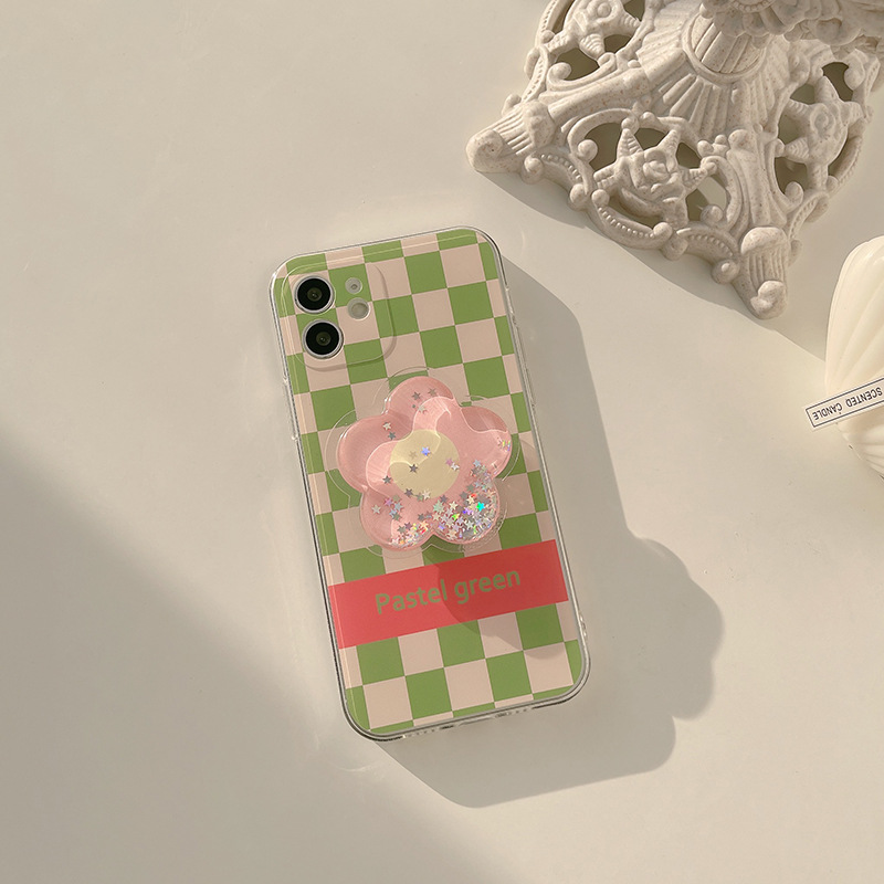 Checkerboard Flower iPhone Case with Grip