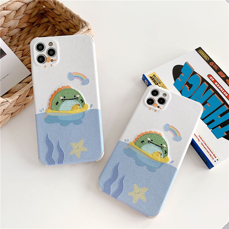 Swimming Dinosaur Embroidered iPhone Case