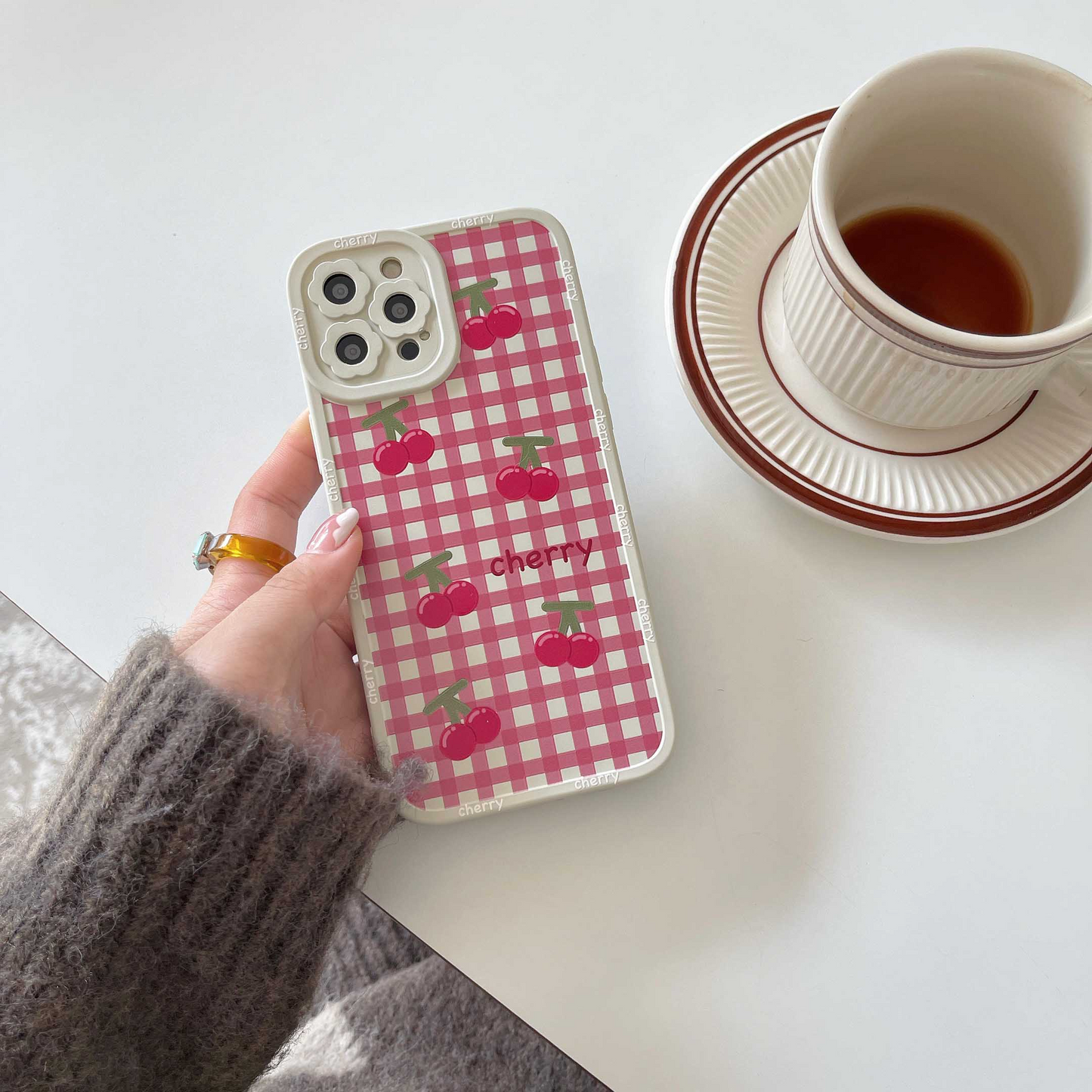 Gingham Cherry Pattern iPhone Case