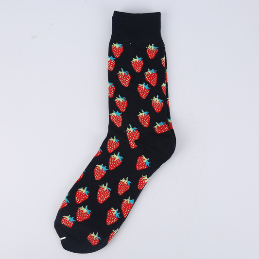 Black Strawberry Ankle Socks - Ice Cream Cake