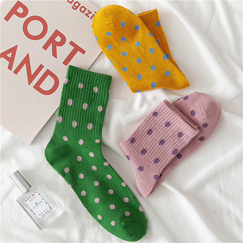 Colourful Polka Dot Socks (10 Colours) - Ice Cream Cake