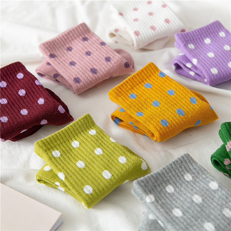 Colourful Polka Dot Socks (10 Colours) - Ice Cream Cake