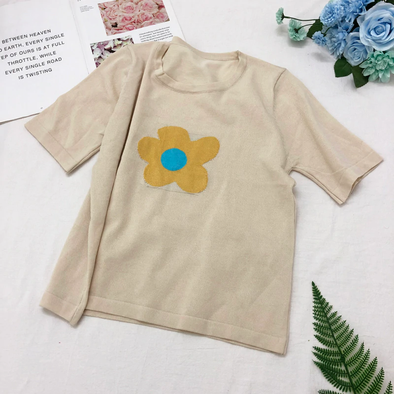 Knitted Pop Daisy Tee (7 Colours)
