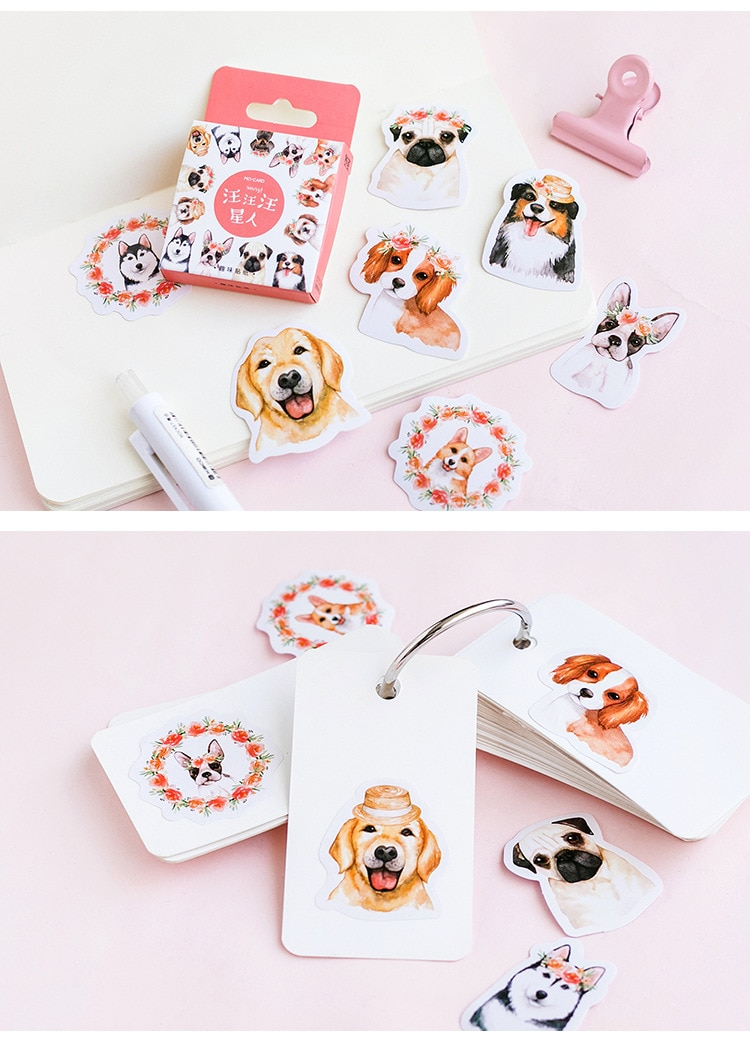 Flower Puppy Sticker Set (45 Stickers)