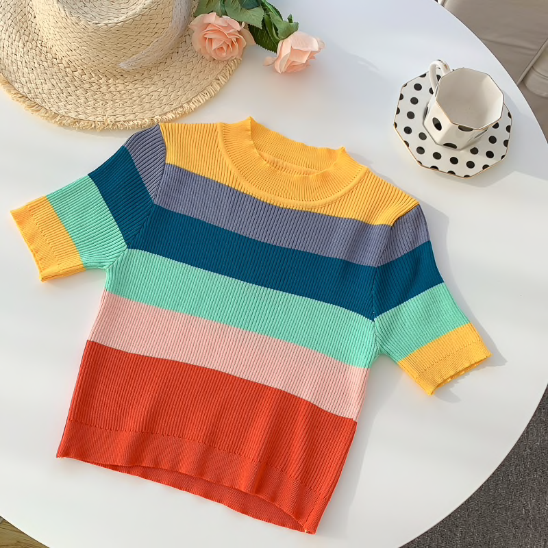 Short-sleeved Rainbow Knit – Ice Cream Cake