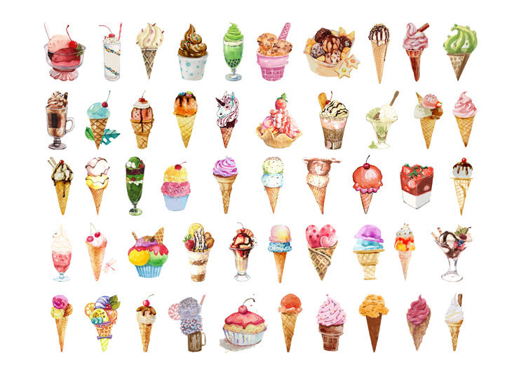 Ice Cream Sticker Pack (50pcs) - Ice Cream Cake