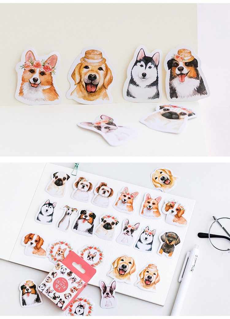 Flower Puppy Sticker Set (45 Stickers)