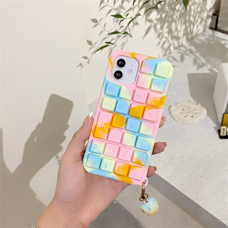 Pastel Mix Keyboard iPhone Case with Mouse Charm