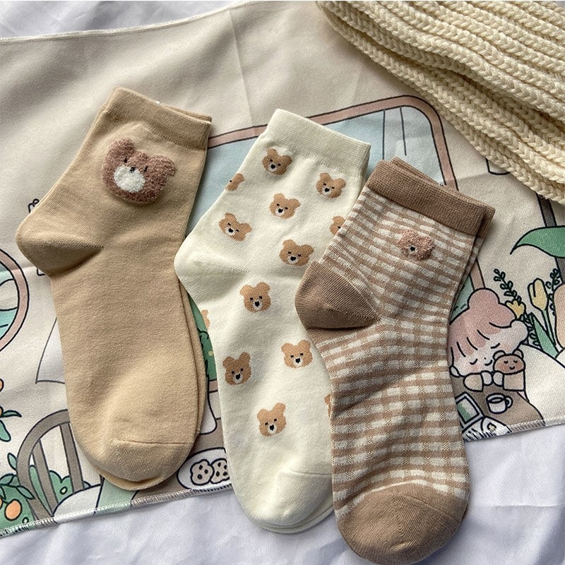 Teddy Bear Ankle Socks (3 Designs)