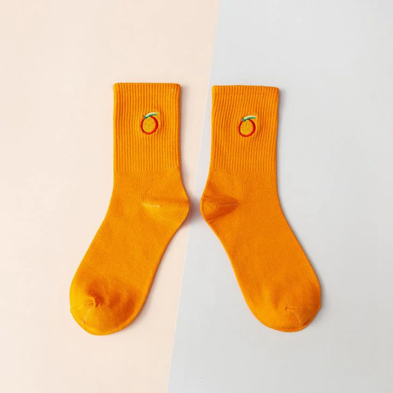 Ribbed Fruit Embroidery Ankle Socks (7 Designs)