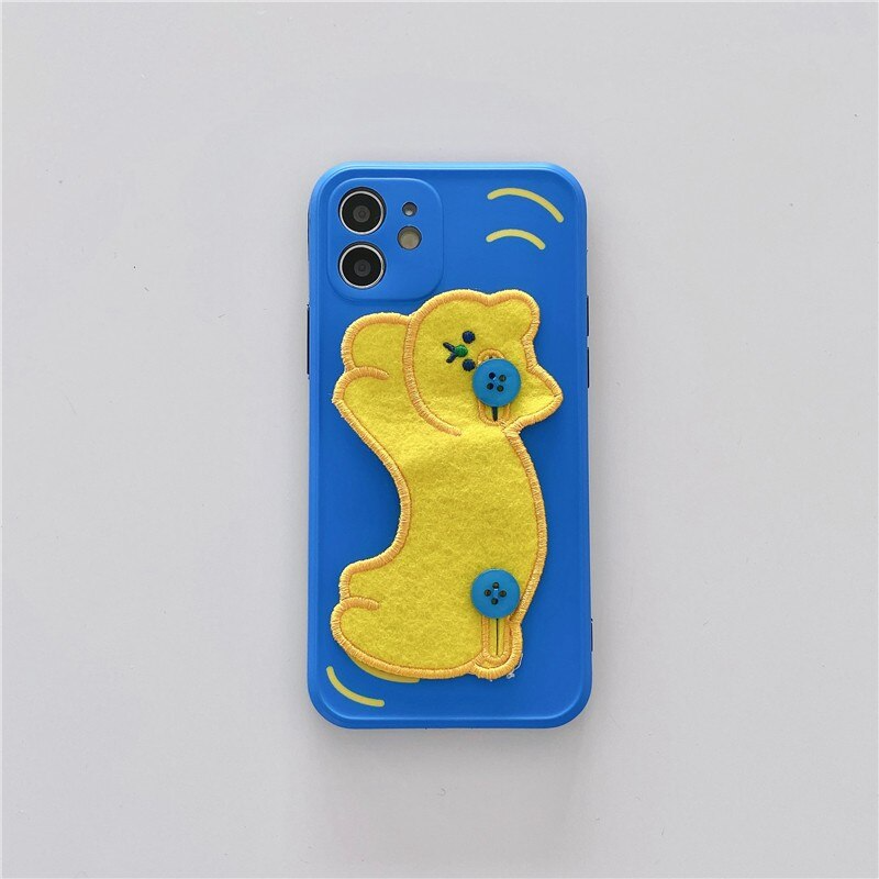 Embroidered Button Kitten iPhone Case (2 Designs)