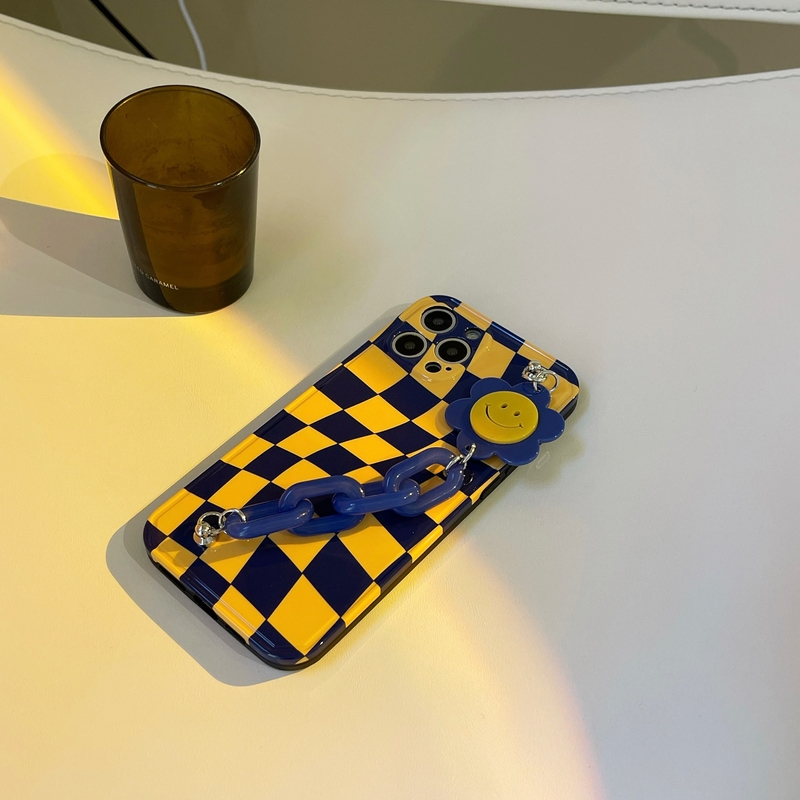 Skewed Checkerboard iPhone Case with Daisy Chain Strap