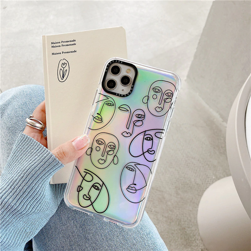Holographic Faces Pattern iPhone Case