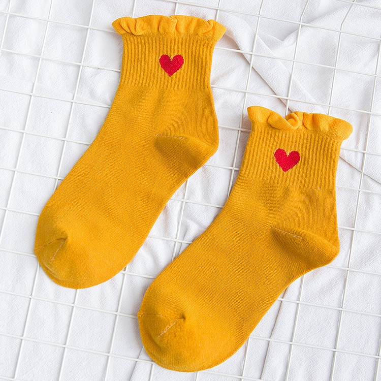 Heart Ruffle Ankle Socks (6 Colours)