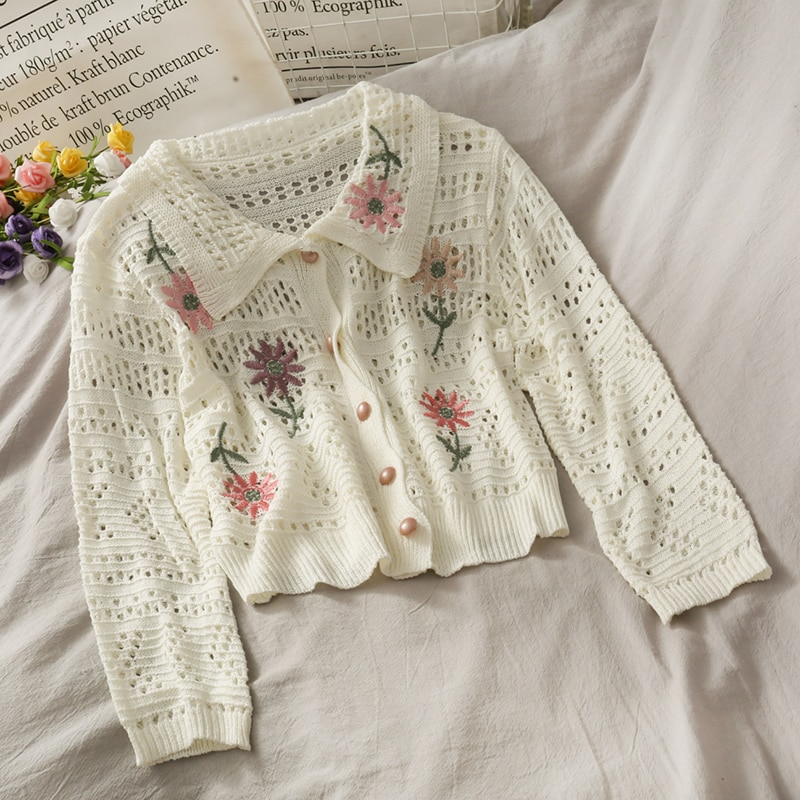 Collared Cottagecore Flower Cardigan (3 Colours)