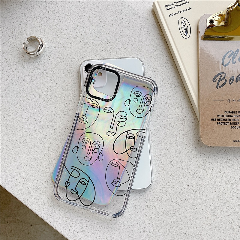 Holographic Faces Pattern iPhone Case