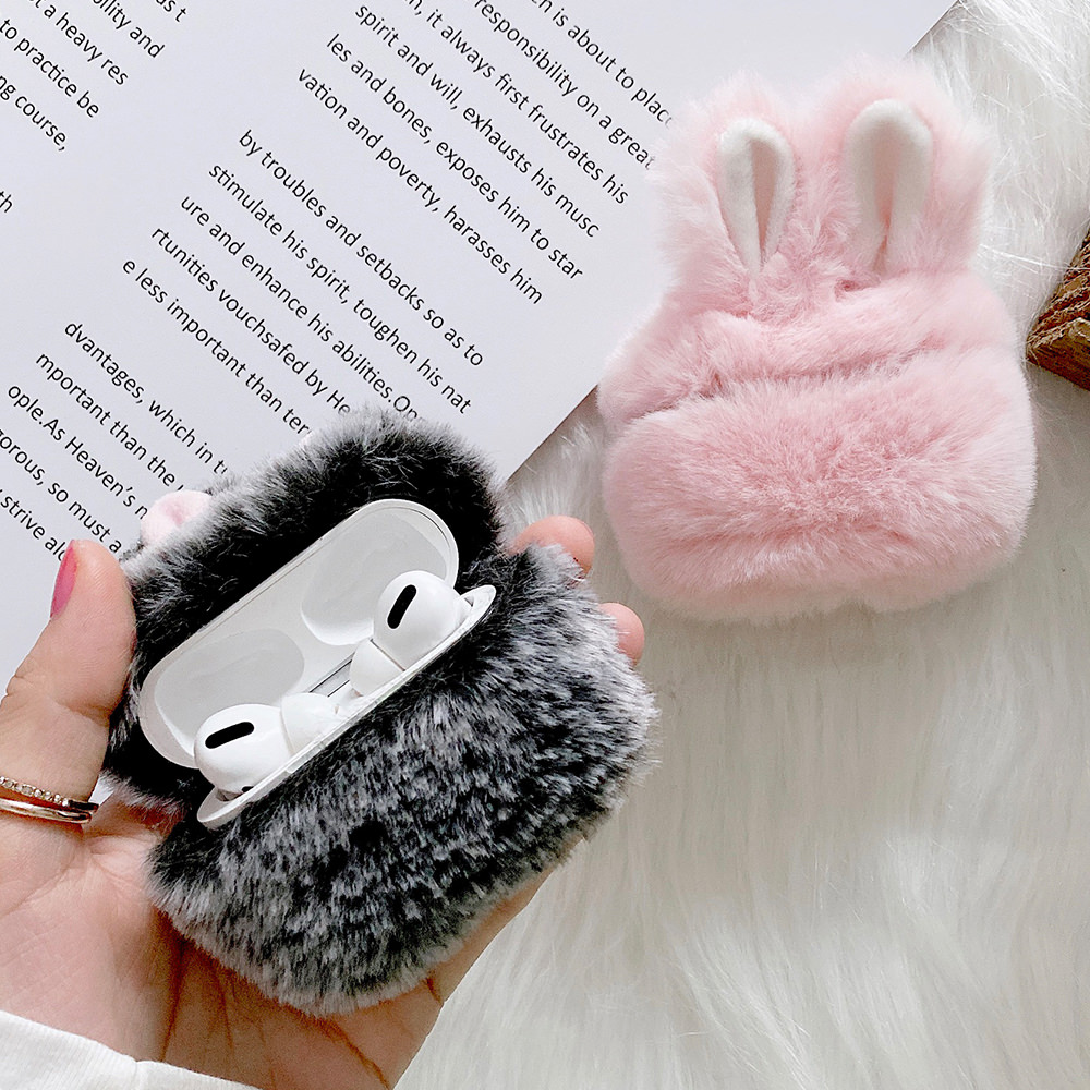 Fuzzy Bunny AirPod Case Cover (2 Colours) - Ice Cream Cake