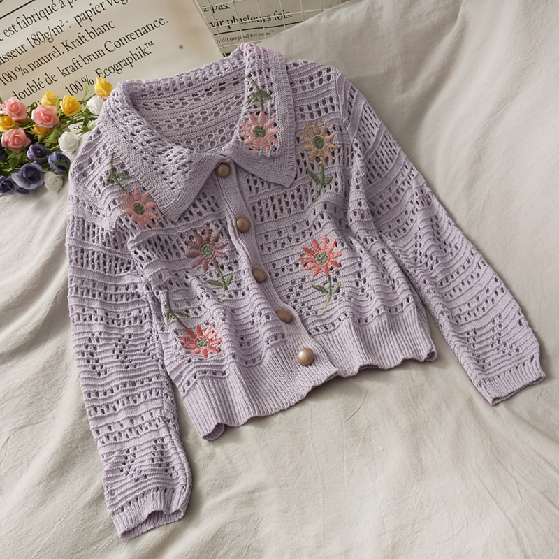 Collared Cottagecore Flower Cardigan (3 Colours)
