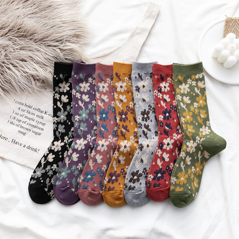 Vintage Florals Ankle Socks (7 Colours)