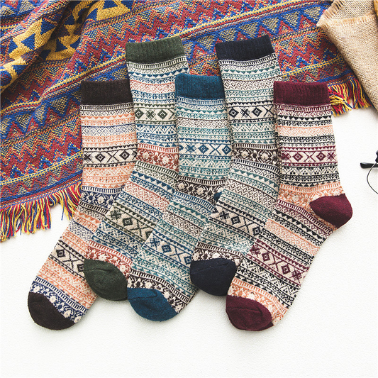 Nordic Pattern Crew Socks (5 Colours)