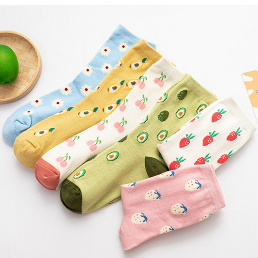 Fruit Pattern Crew Socks (6 Designs)