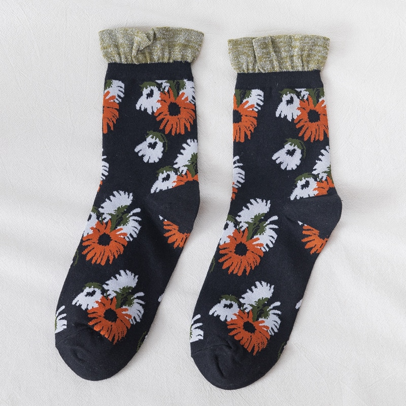 Glitter Ruffle Flower Ankle Socks (5 Colours)